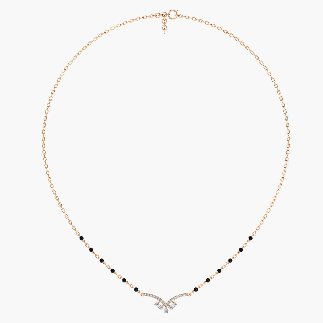 V-Curve Mangalsutra - Full View in Rose Gold - Diamond Pendant by Moena