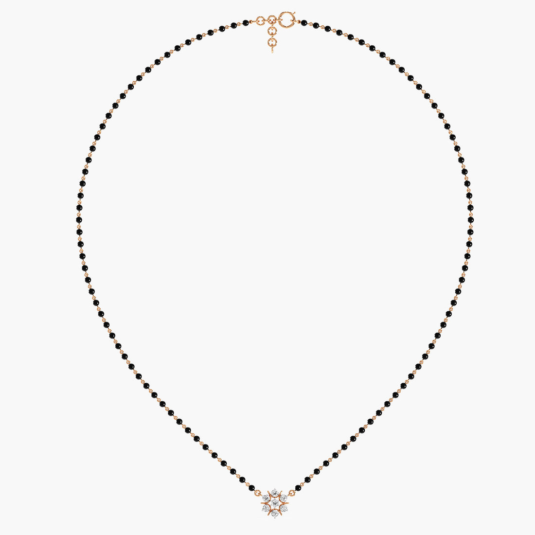 Petal Cluster Mangalsutra - Full View in Rose Gold - Diamond Pendant by Moena