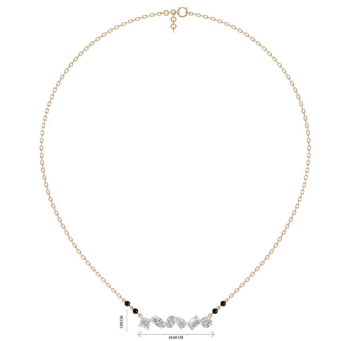 Multi-Shape Diamond Mangalsutra - Full View in Rose Gold - Diamond Pendant by Moena