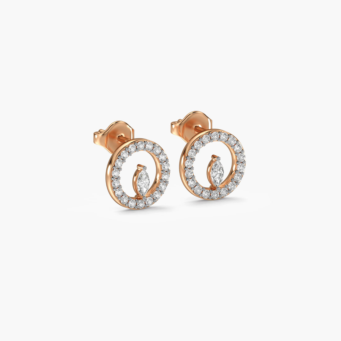 Eternal Bloom Studs - 3D View in Rose Gold - Diamond Stud by Moena
