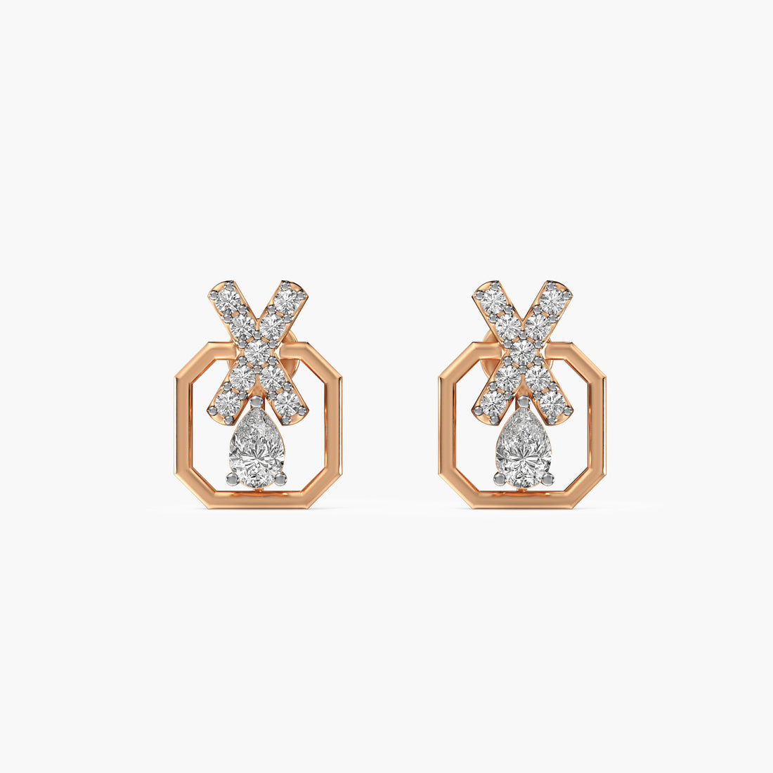 XO Gleam - Front View in Rose Gold - Diamond Jewellery by Moena