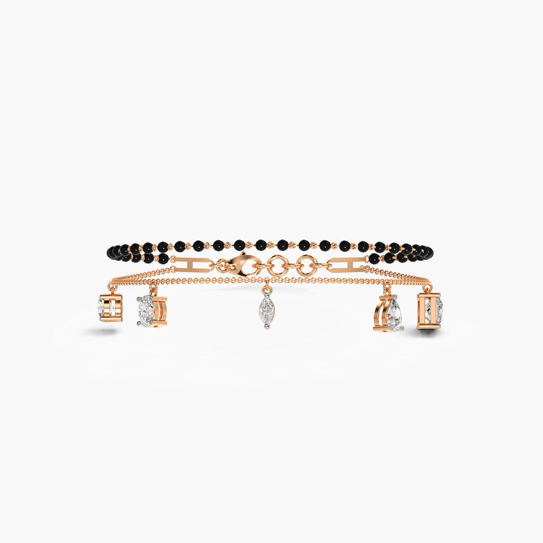 Mixed Cut Slider Bracelet - Top View in Rose Gold - Diamond Bracelet by Moena