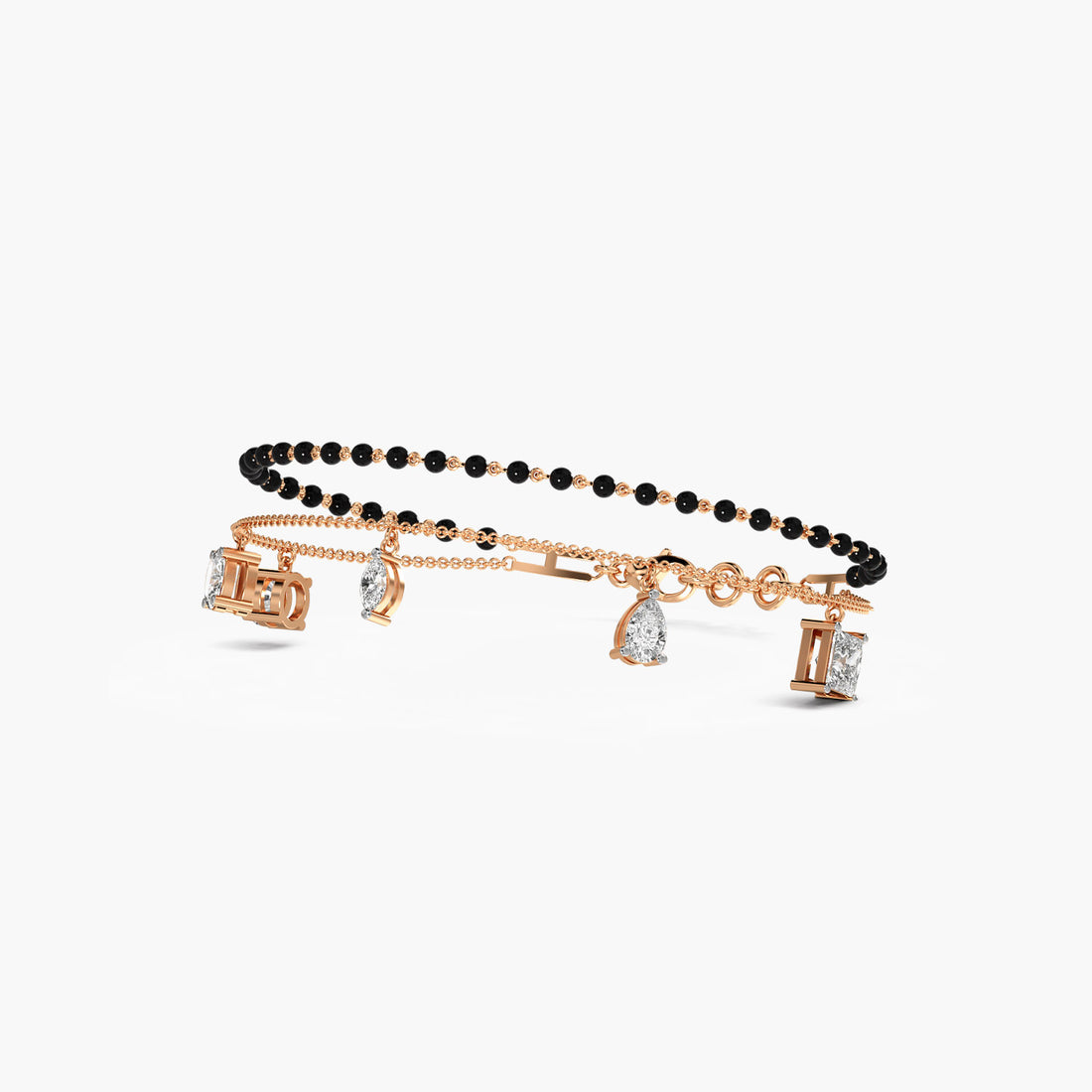 Mixed Cut Slider Bracelet - Front View in Rose Gold - Diamond Bracelet by Moena