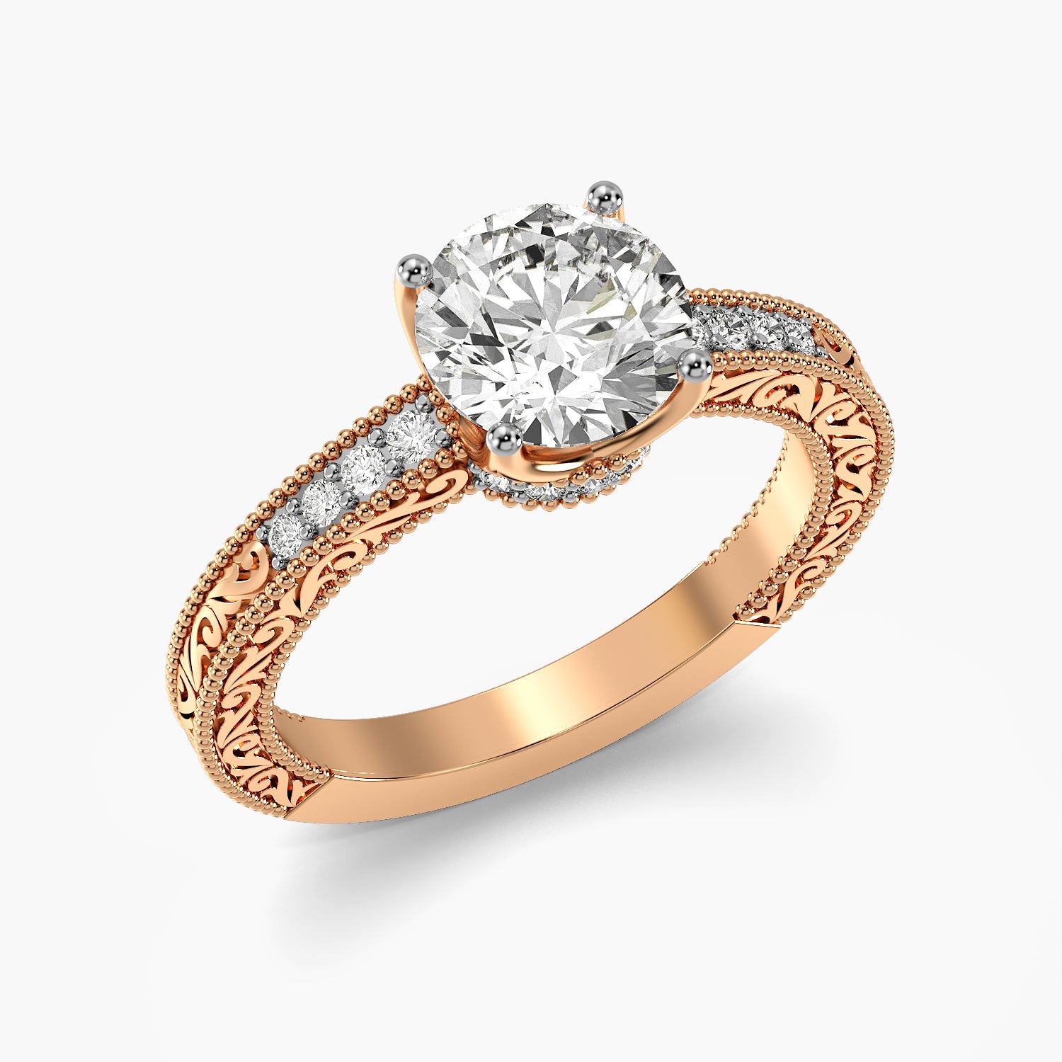 Round Vintage Lab Grown Diamond Ring