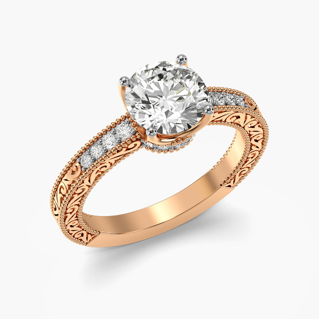 Round Vintage Lab Grown Diamond Ring