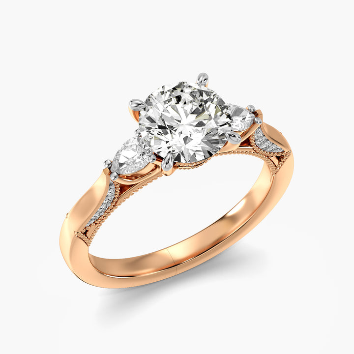 Round Three Stone Lab Grown Diamond Ring