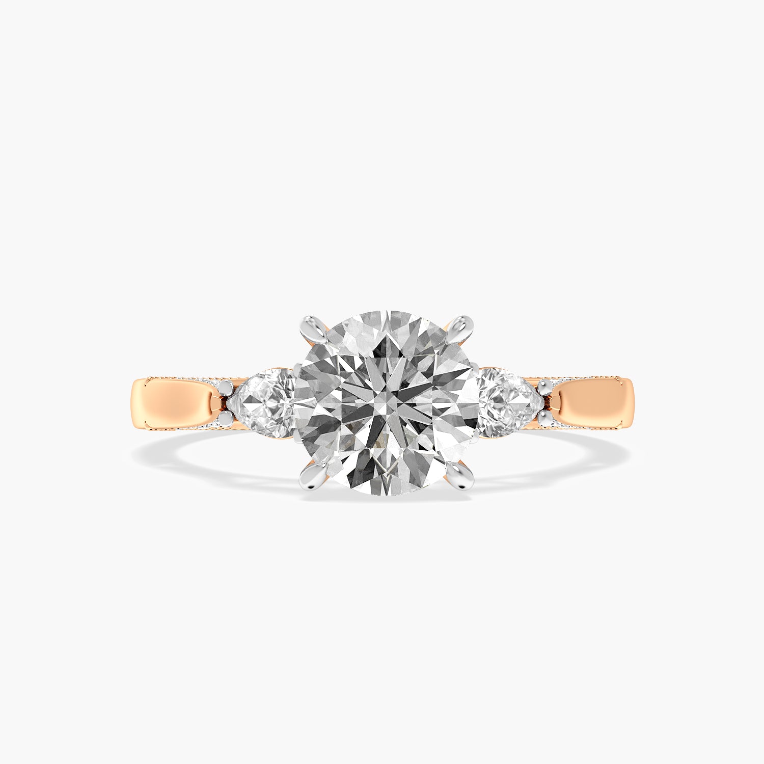 Round Three Stone Lab Grown Diamond Ring