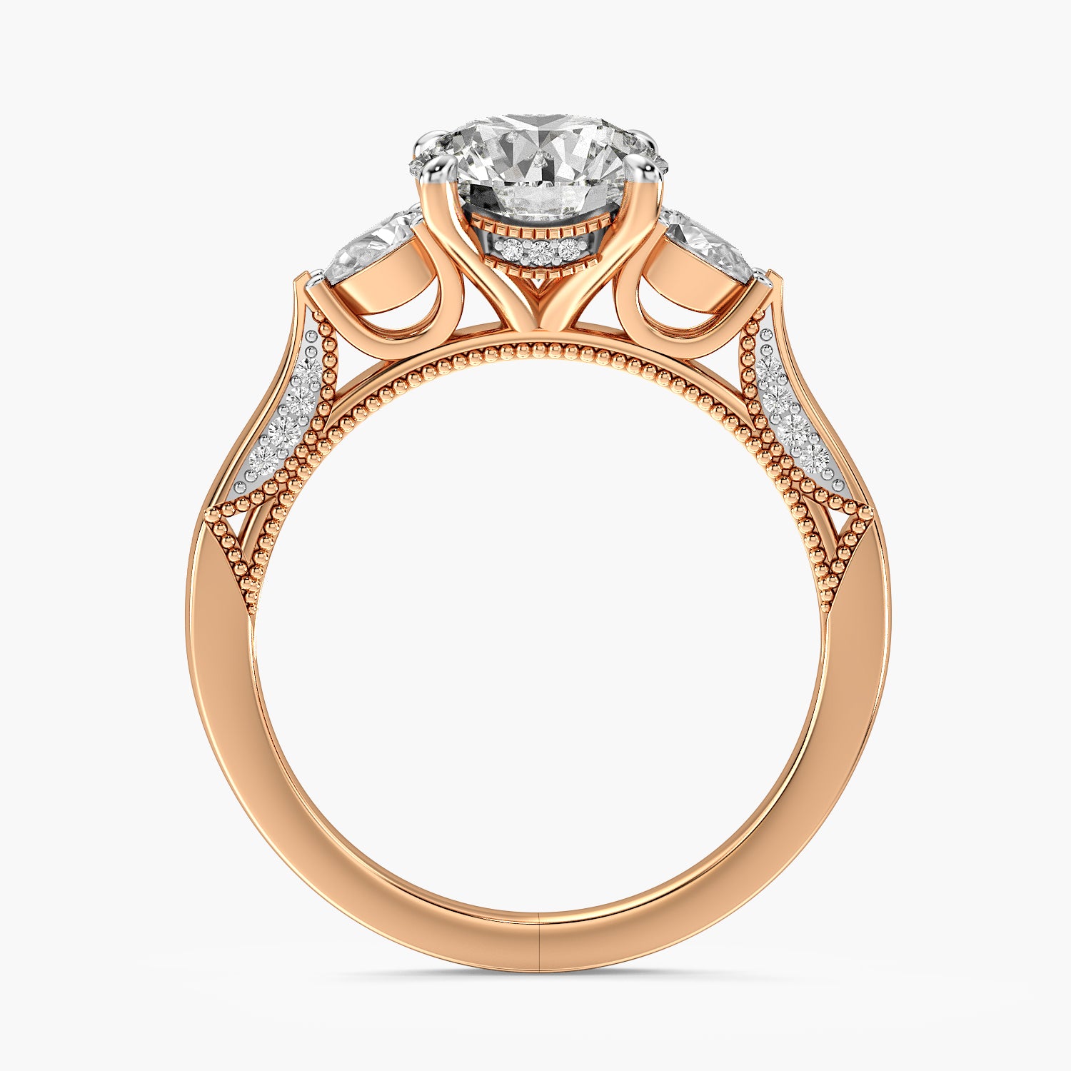 Round Three Stone Lab Grown Diamond Ring