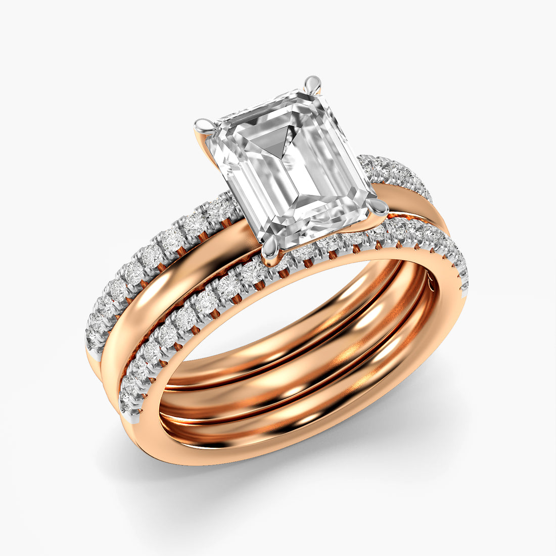Trinity Emerald Lab Grown Diamond Ring