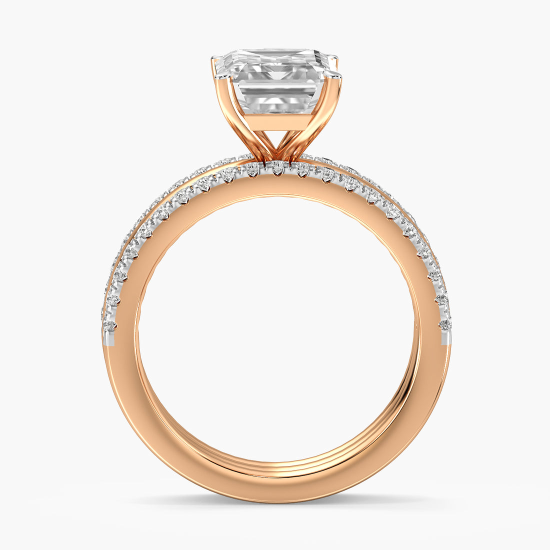 Trinity Emerald Lab Grown Diamond Ring