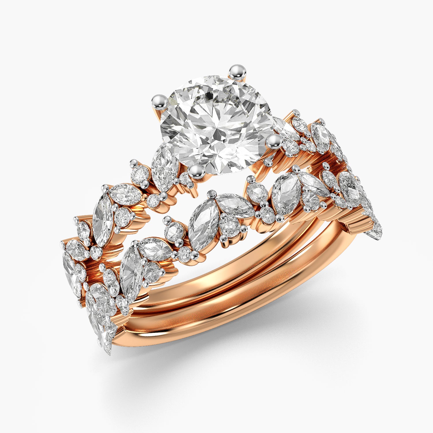 Round Floral Lab Grown Diamond Ring
