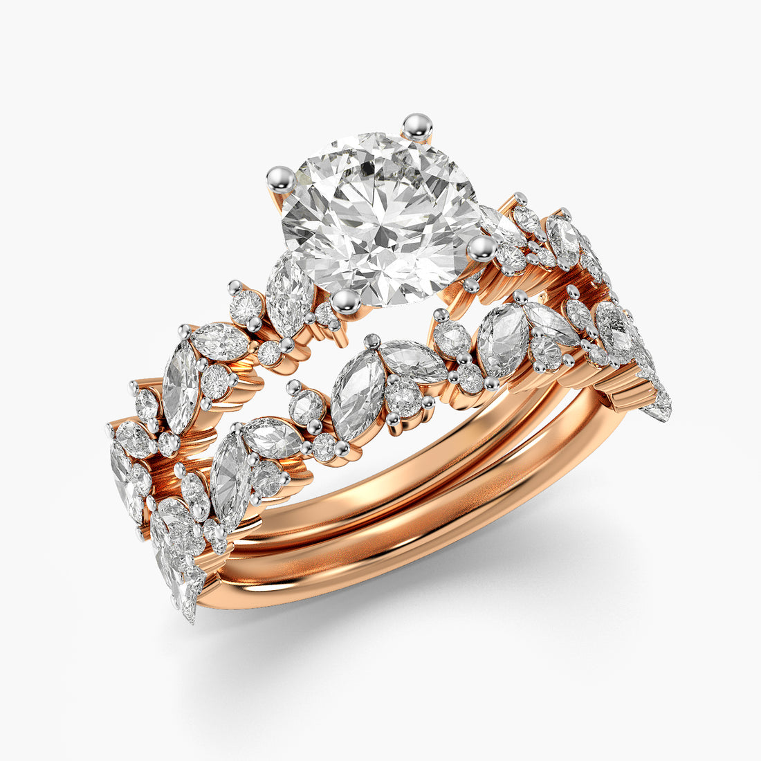 Round Floral Lab Grown Diamond Ring