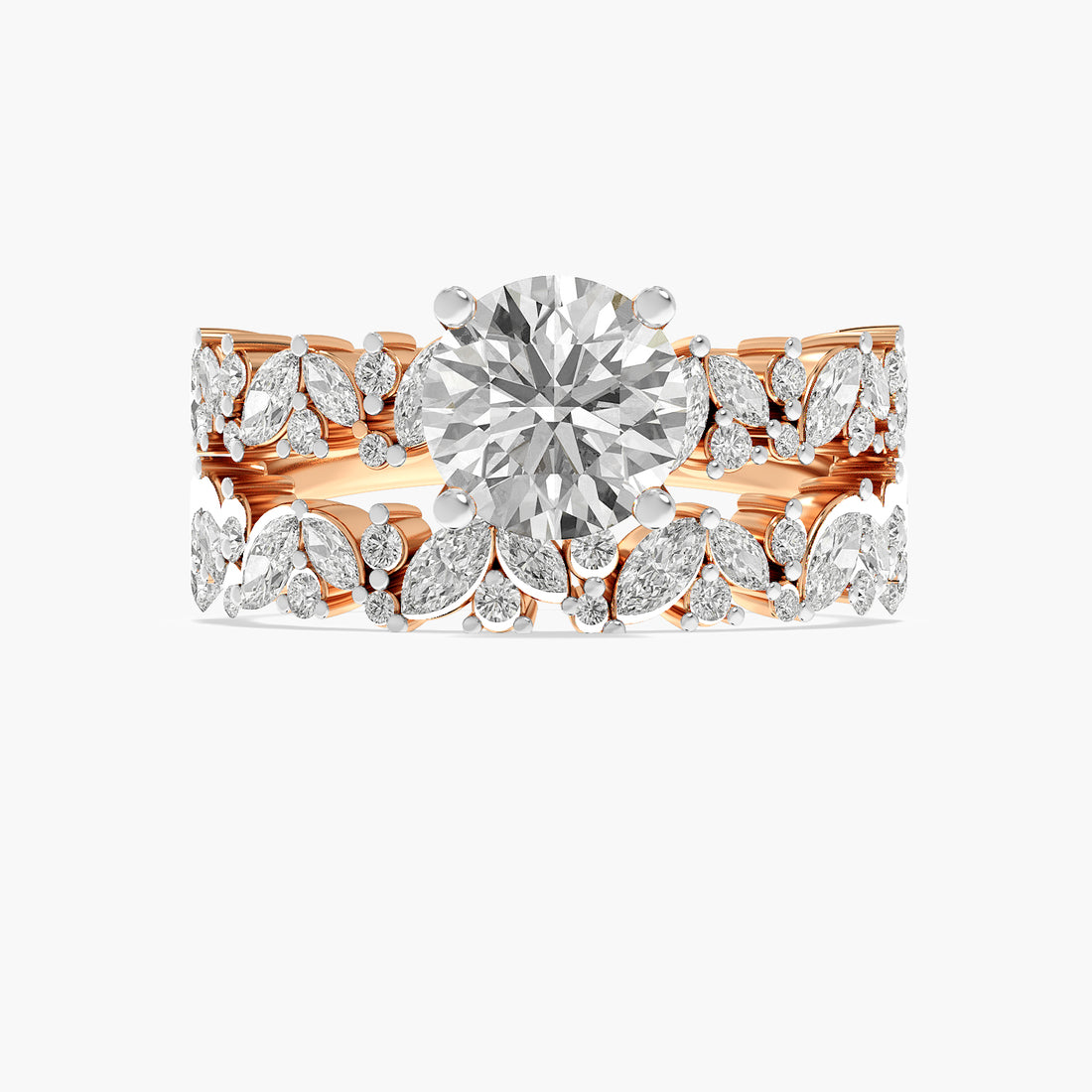 Round Floral Lab Grown Diamond Ring