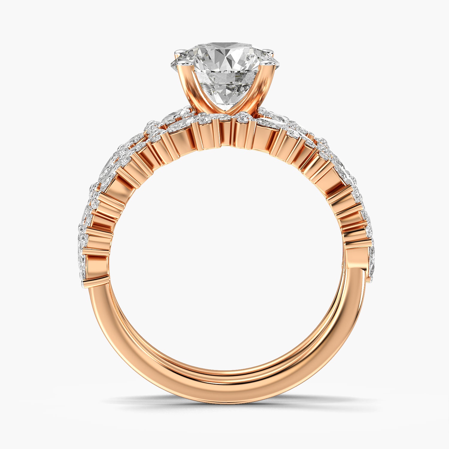 Round Floral Lab Grown Diamond Ring