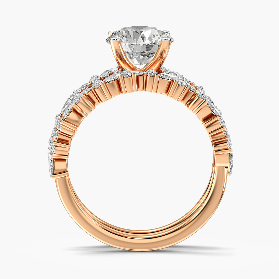 Round Floral Lab Grown Diamond Ring