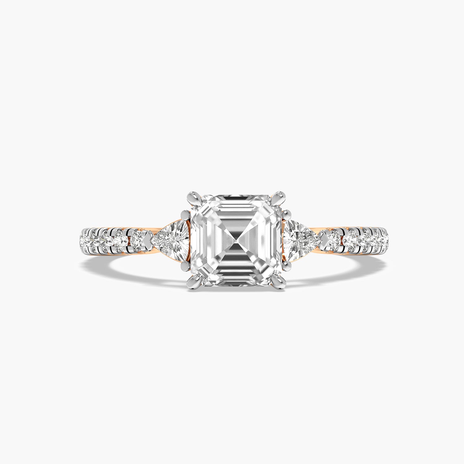 Asscher Solitaire with Trillion Sides