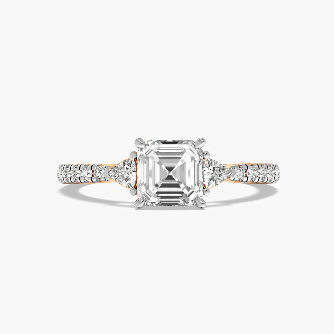 Asscher Solitaire with Trillion Sides