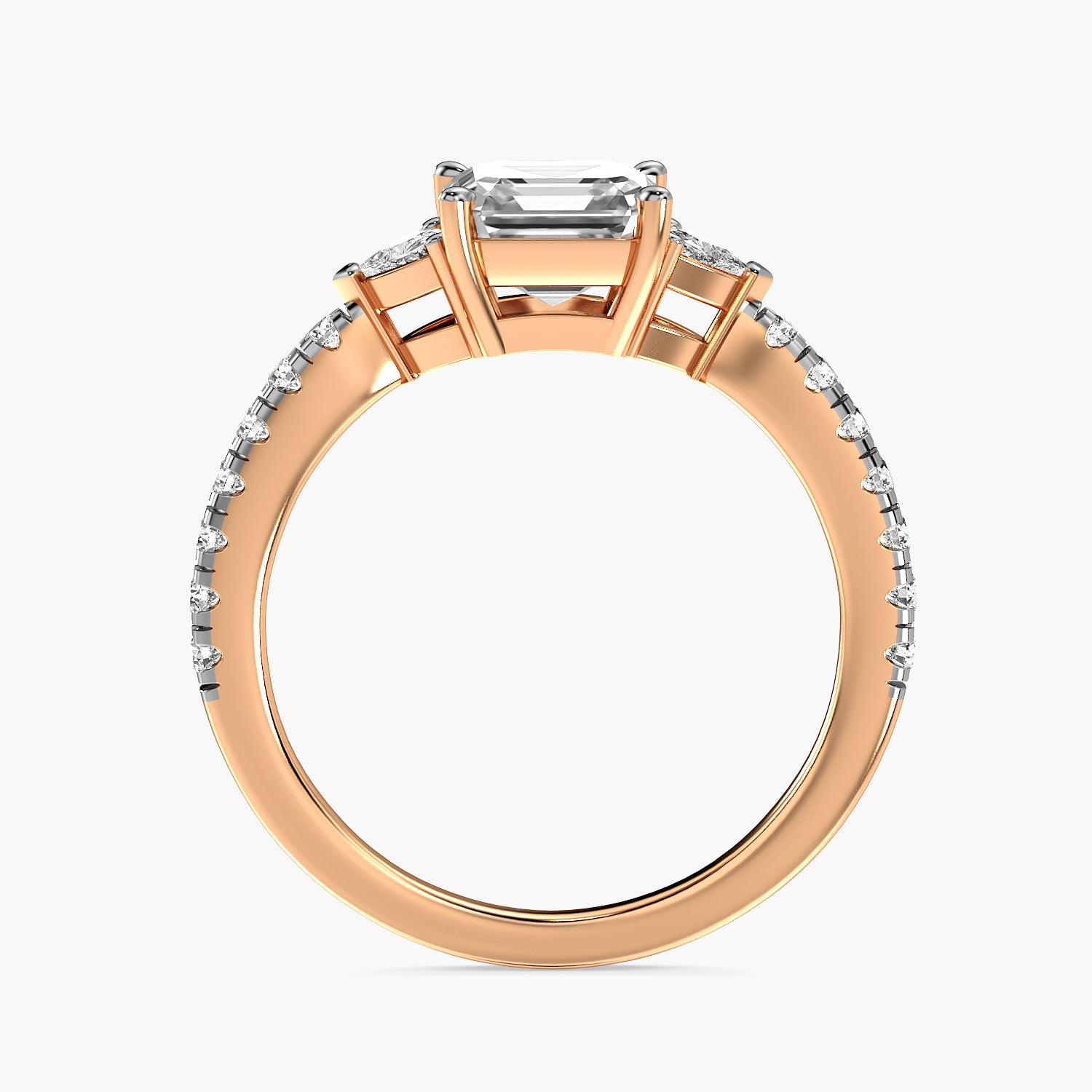 Asscher Solitaire with Trillion Sides