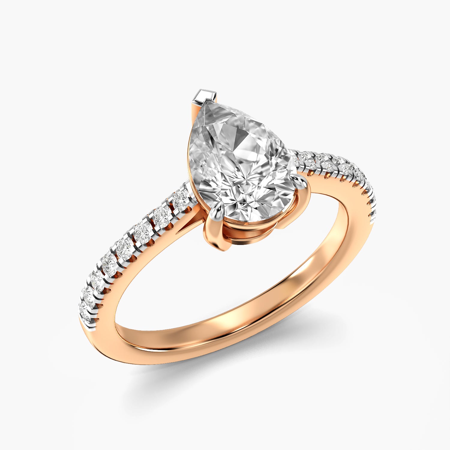 Pear Solitaire Pavé Ring