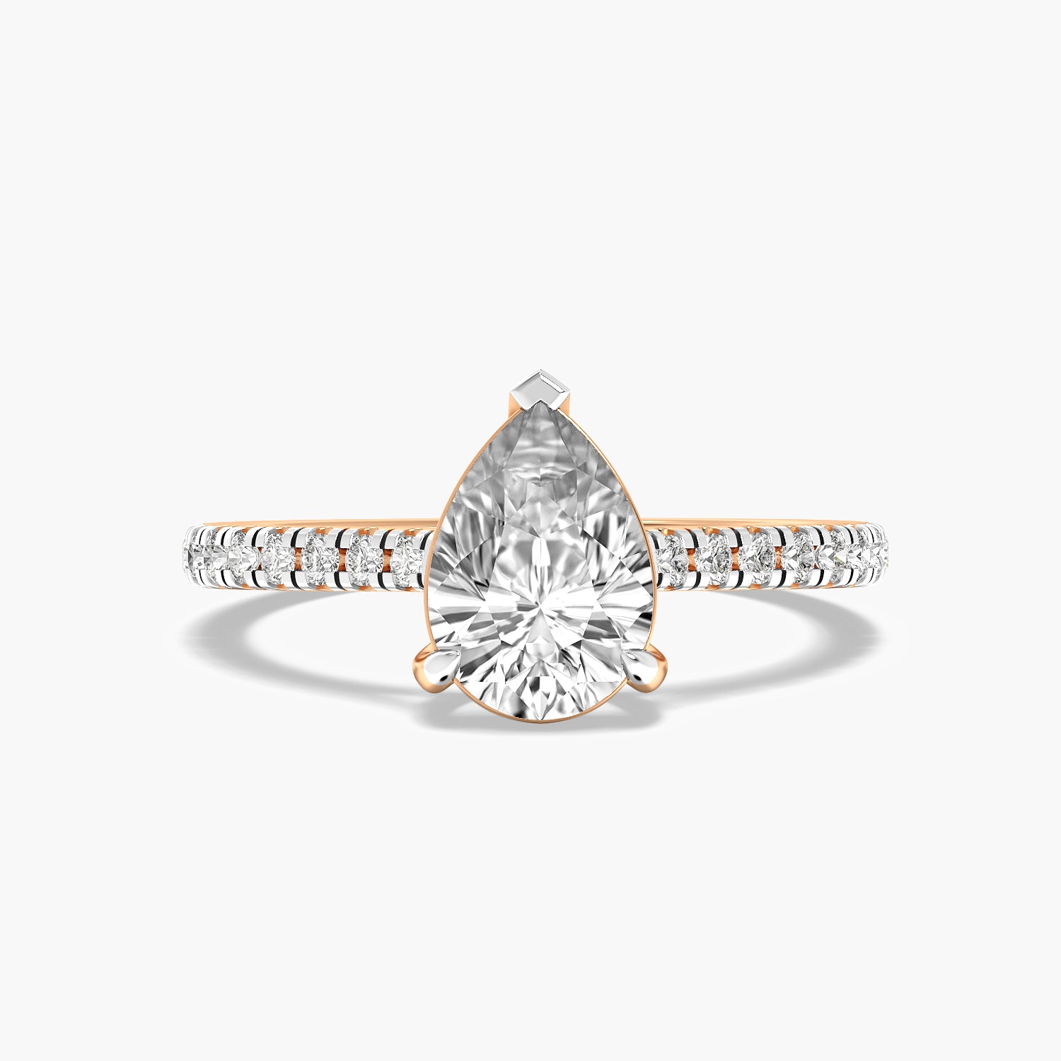 Pear Solitaire Pavé Ring