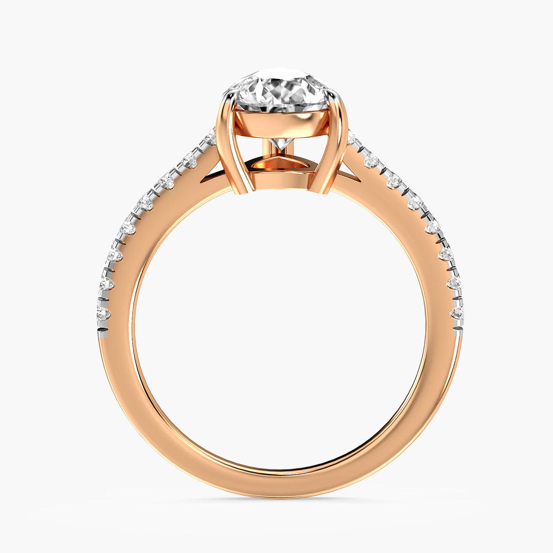 Pear Solitaire Pavé Ring