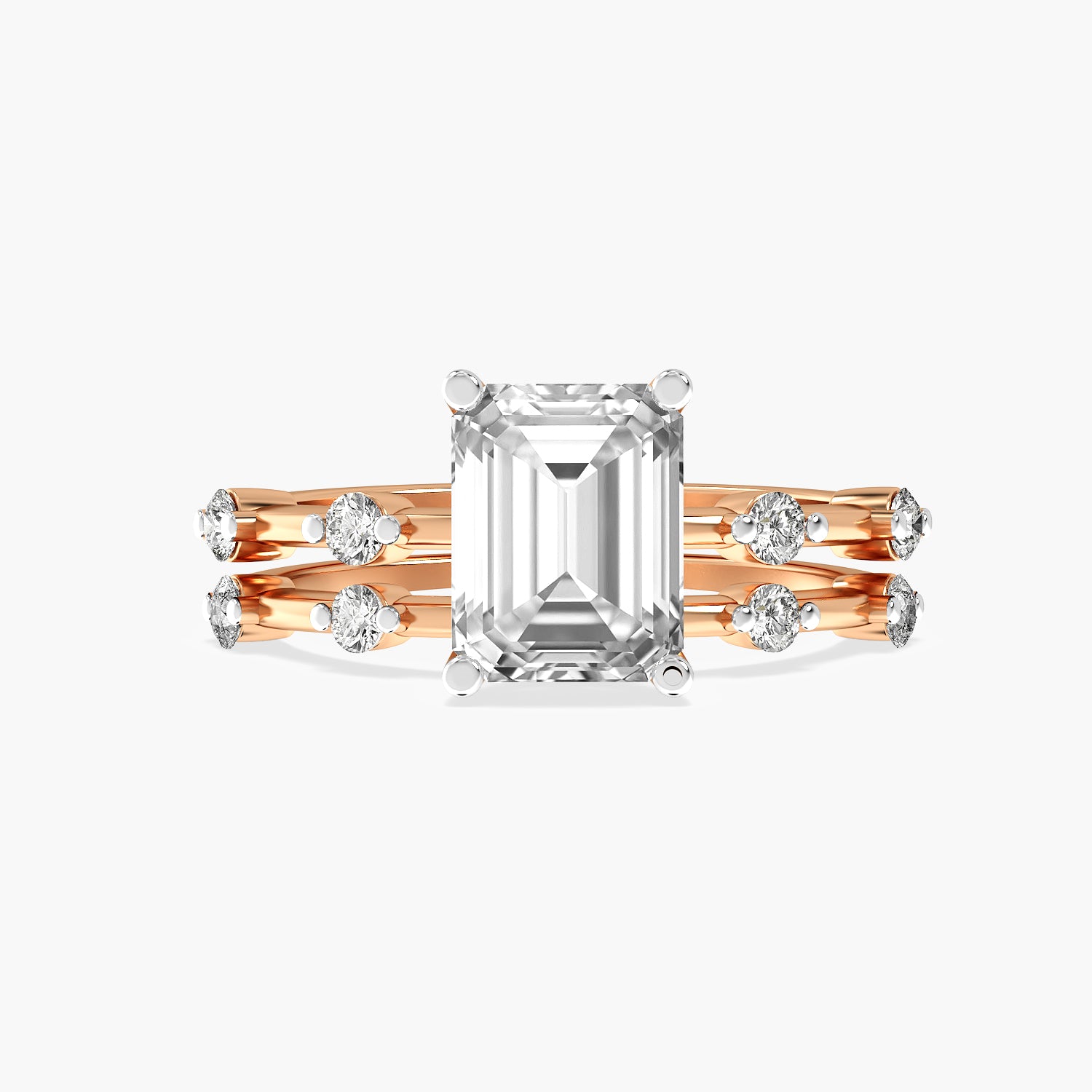 Emerald Split Band Lab Grown Diamond Ring