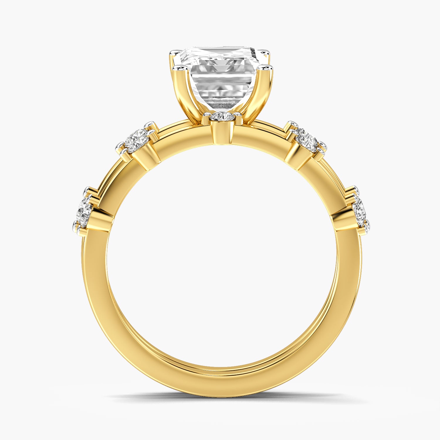 Emerald Split Band Lab Grown Diamond Ring