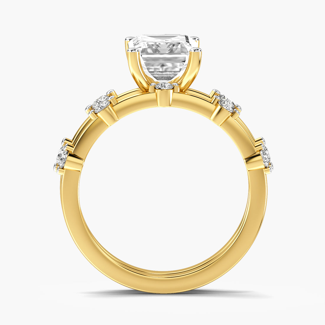 Emerald Split Band Lab Grown Diamond Ring