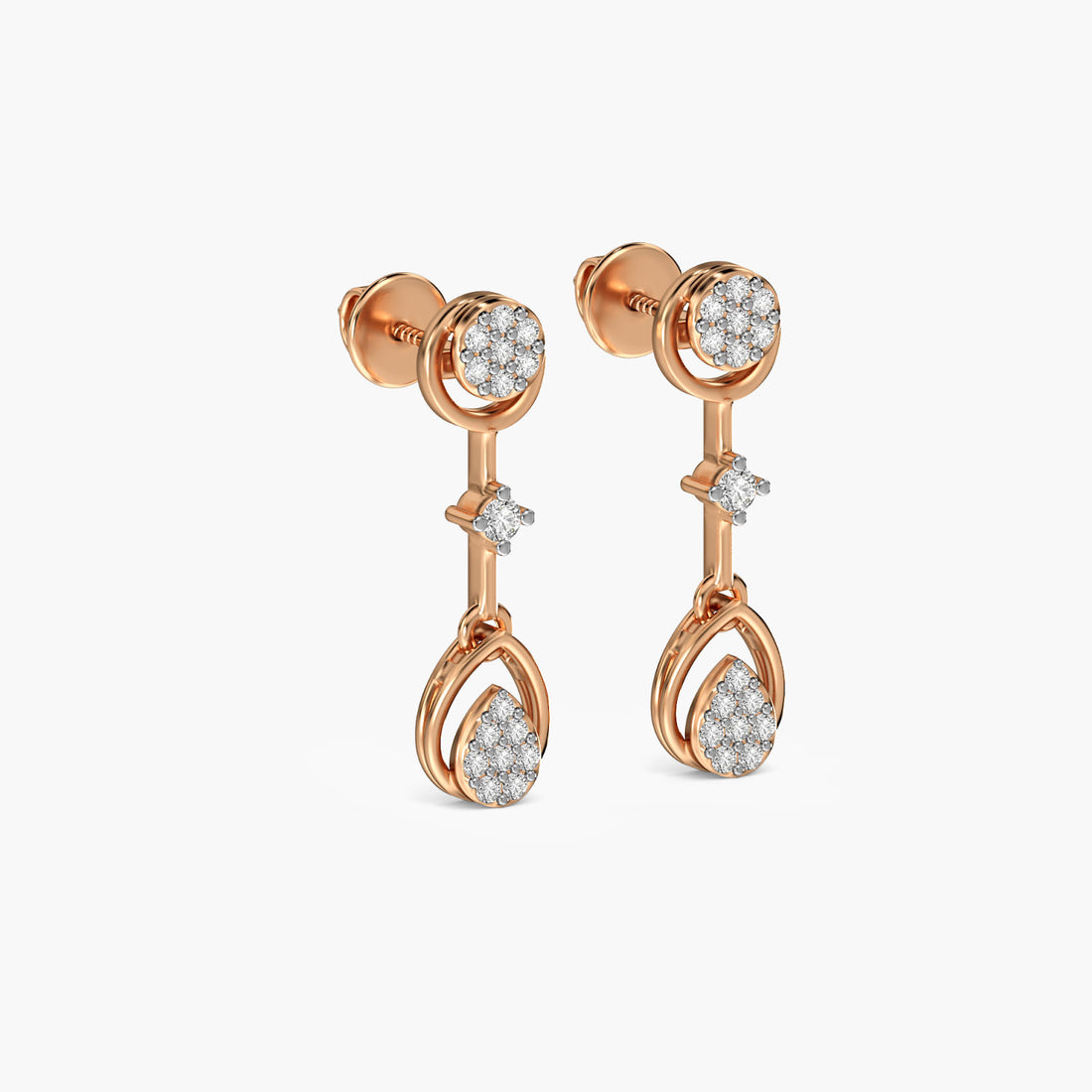 Glimmer Drops - 3D View in Rose Gold - Diamond Jewellery by Moena