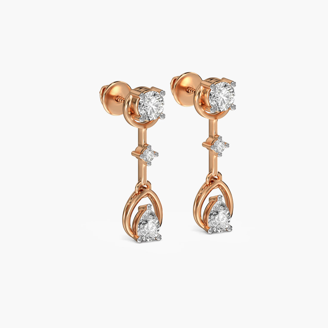 Classic Trine - 3D View in Rose Gold - Diamond Jewellery by Moena