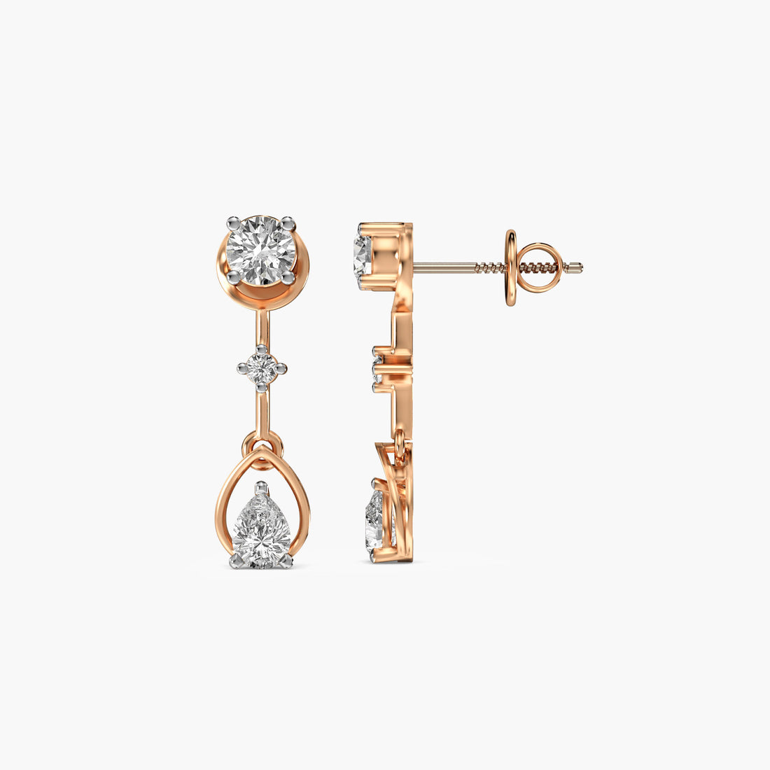 Classic Trine - Side View in Rose Gold - Diamond Jewellery by Moena
