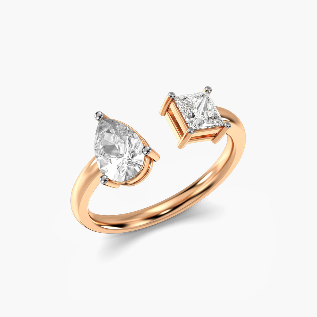 Graceful Fusion - 3D View in Rose Gold - Diamond Ring by Moena
