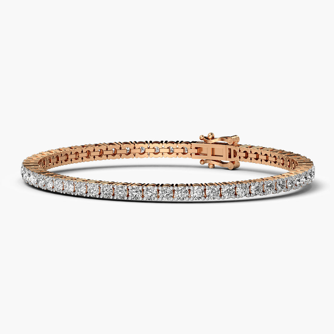 Elegant Gold Tennis Bracelet - 3D View in Rose Gold - Diamond Bracelet by Moena