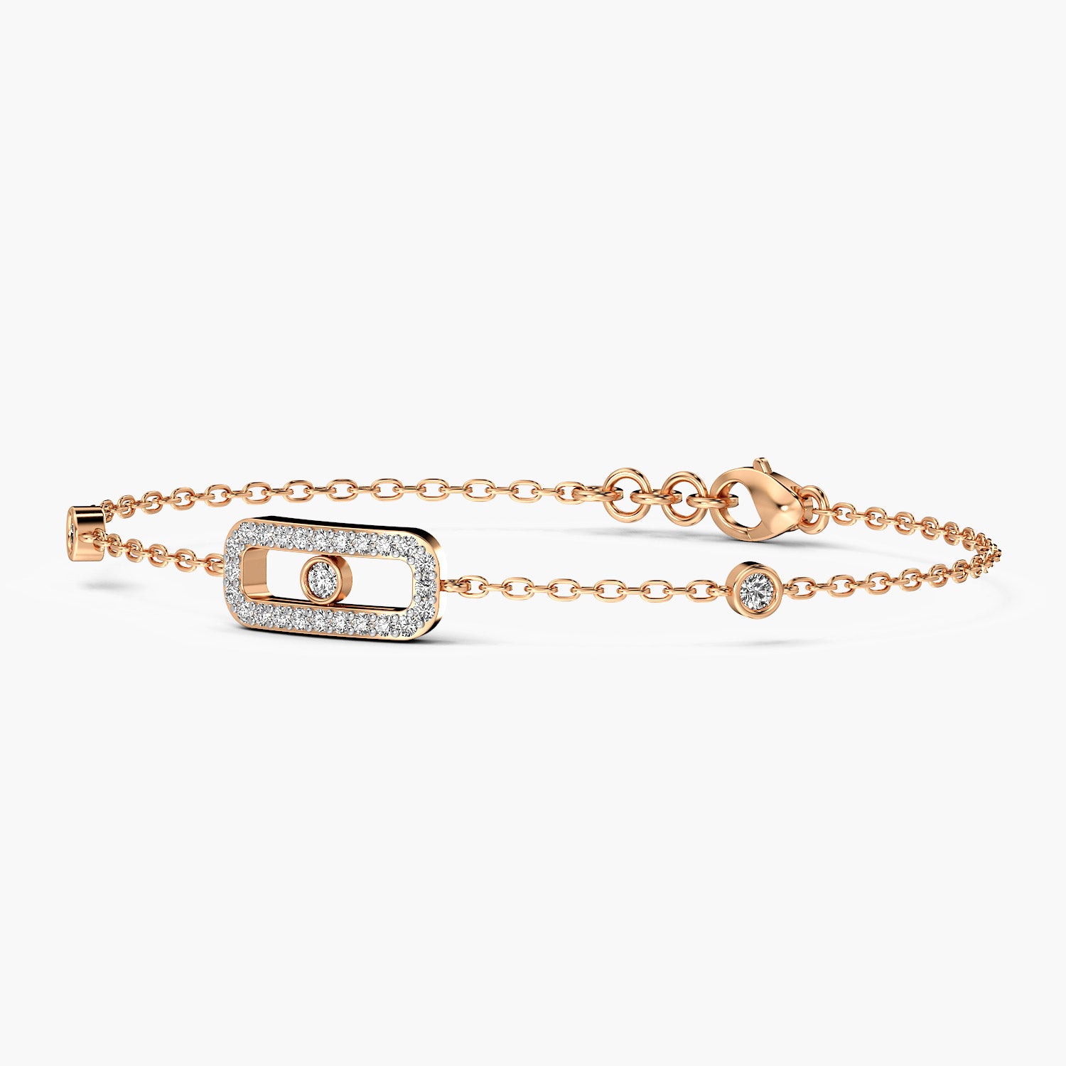 Rose Gold geometrical everyday wear lab grown diamond bracelet, perfect for wedding and anniversary gift. Everyday wear lab grown diamond and gold bracelets.
