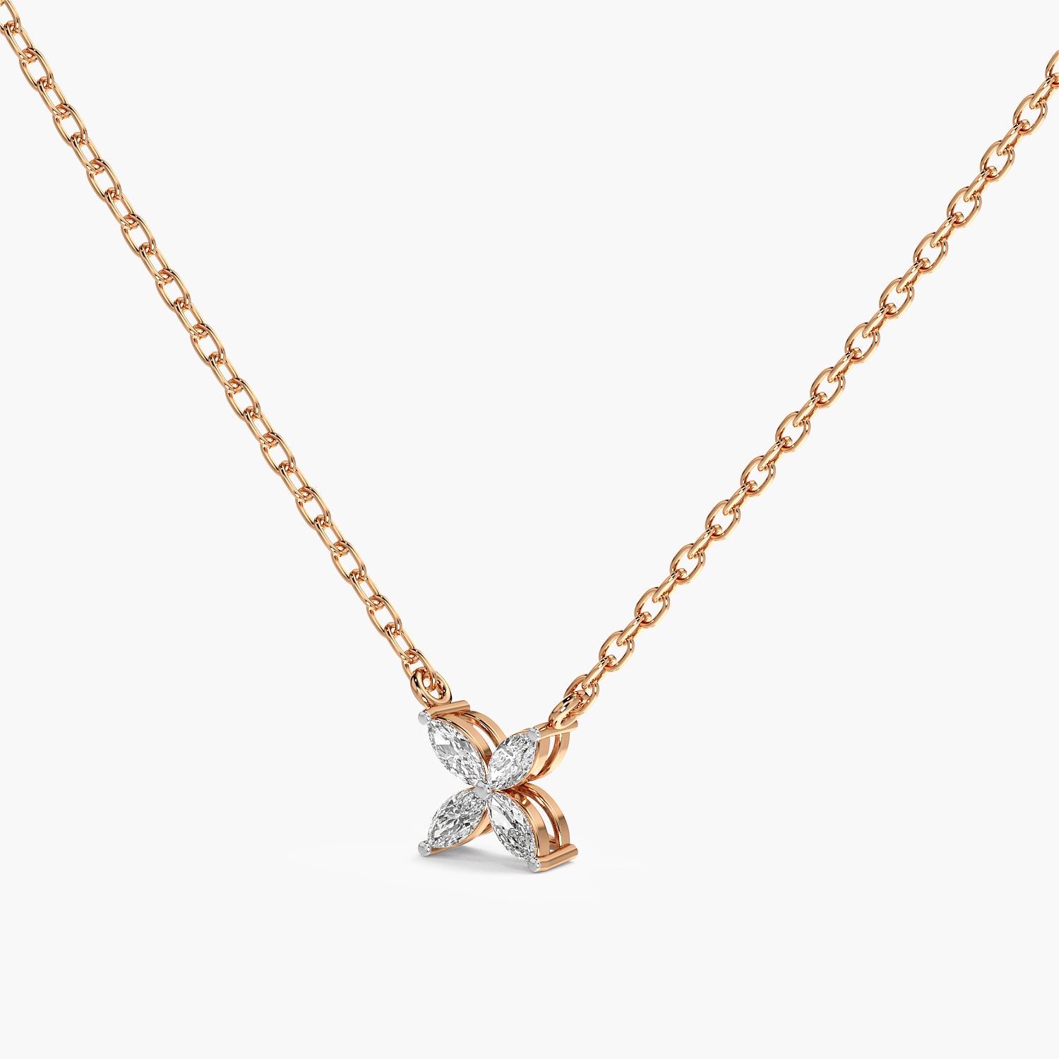 Floral Diamond Pendant Necklace(With Chain) - Moena