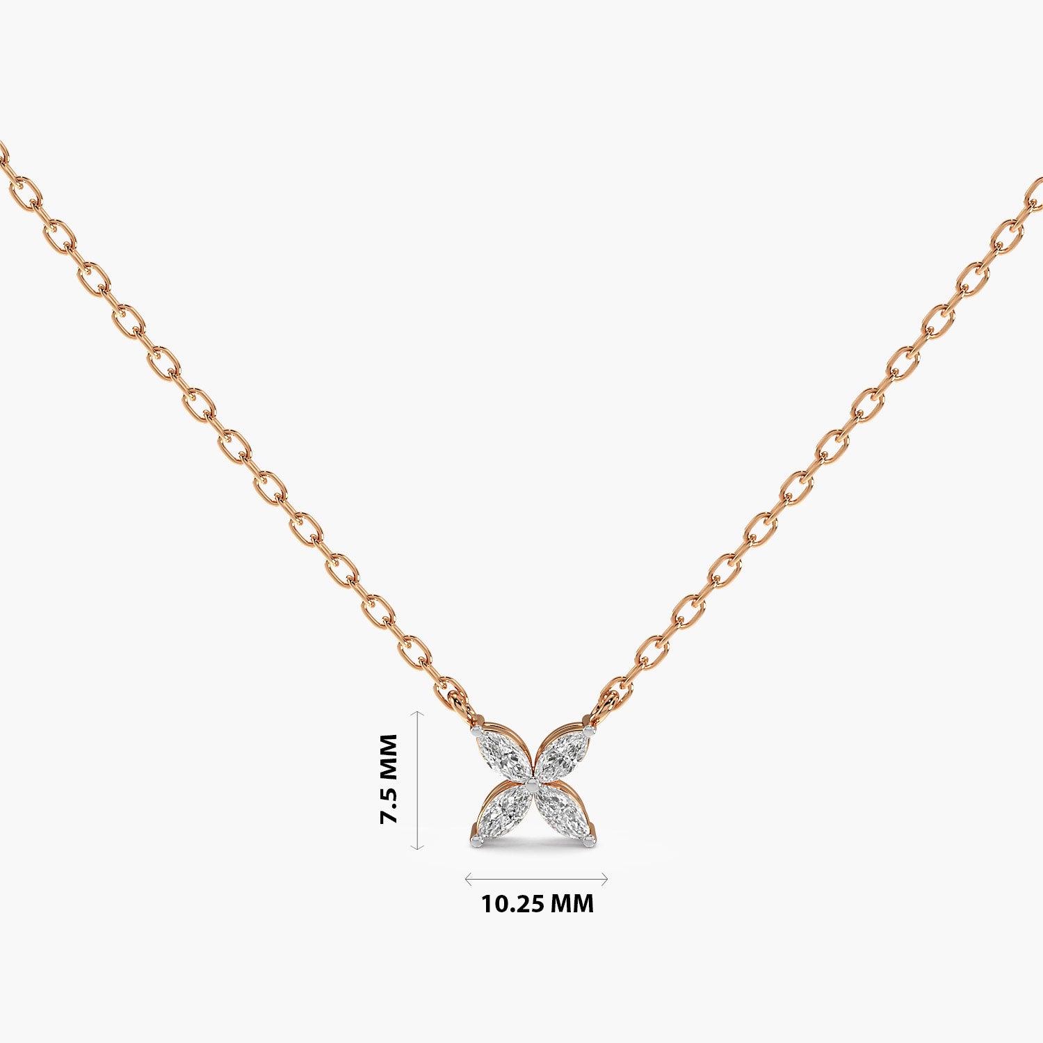 Floral Diamond Pendant Necklace(With Chain) - Moena