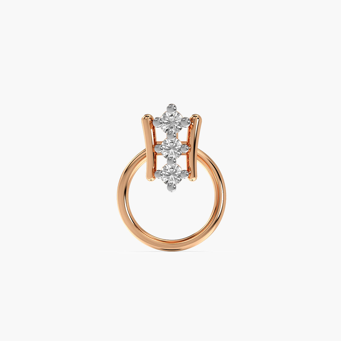Halo Bar Lab-Grown Diamond Nose Ring - Front View in Rose Gold - Diamond Ring by Moena