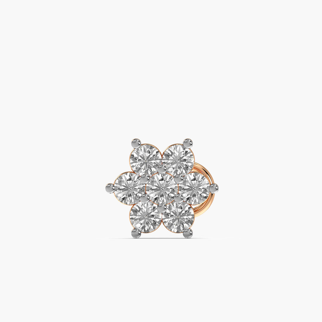 Floral Cluster Lab-Grown Diamond Nosepin - Front View in Rose Gold - Diamond Nosepin by Moena