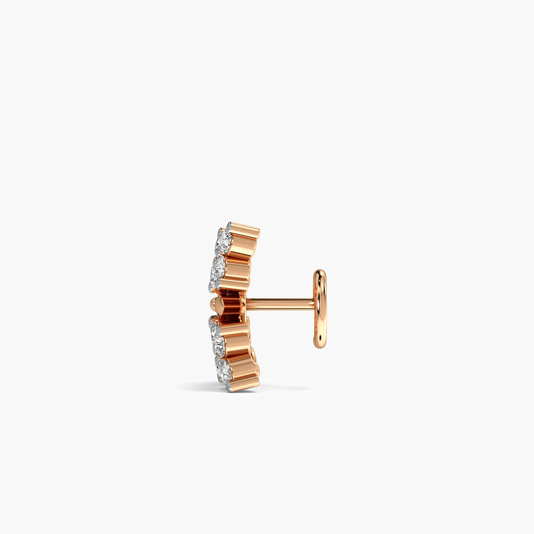 Floret Lab-Grown Diamond Nosepin - Side View in Rose Gold - Diamond Nosepin by Moena