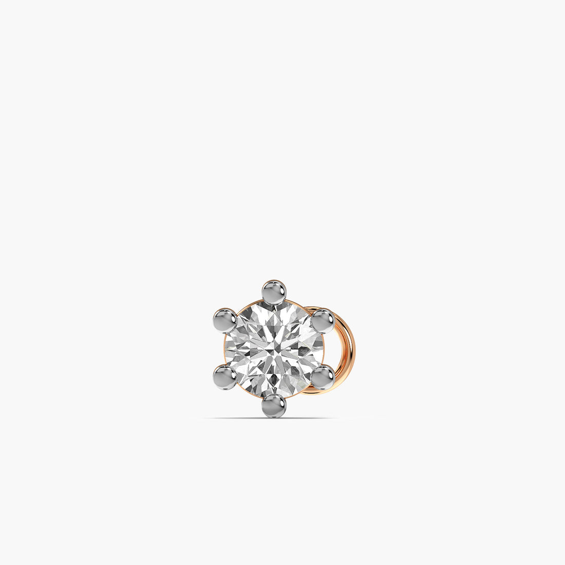 Classic Solitaire Lab-Grown Diamond Nosepin - Front View in Rose Gold - Diamond Nosepin by Moena