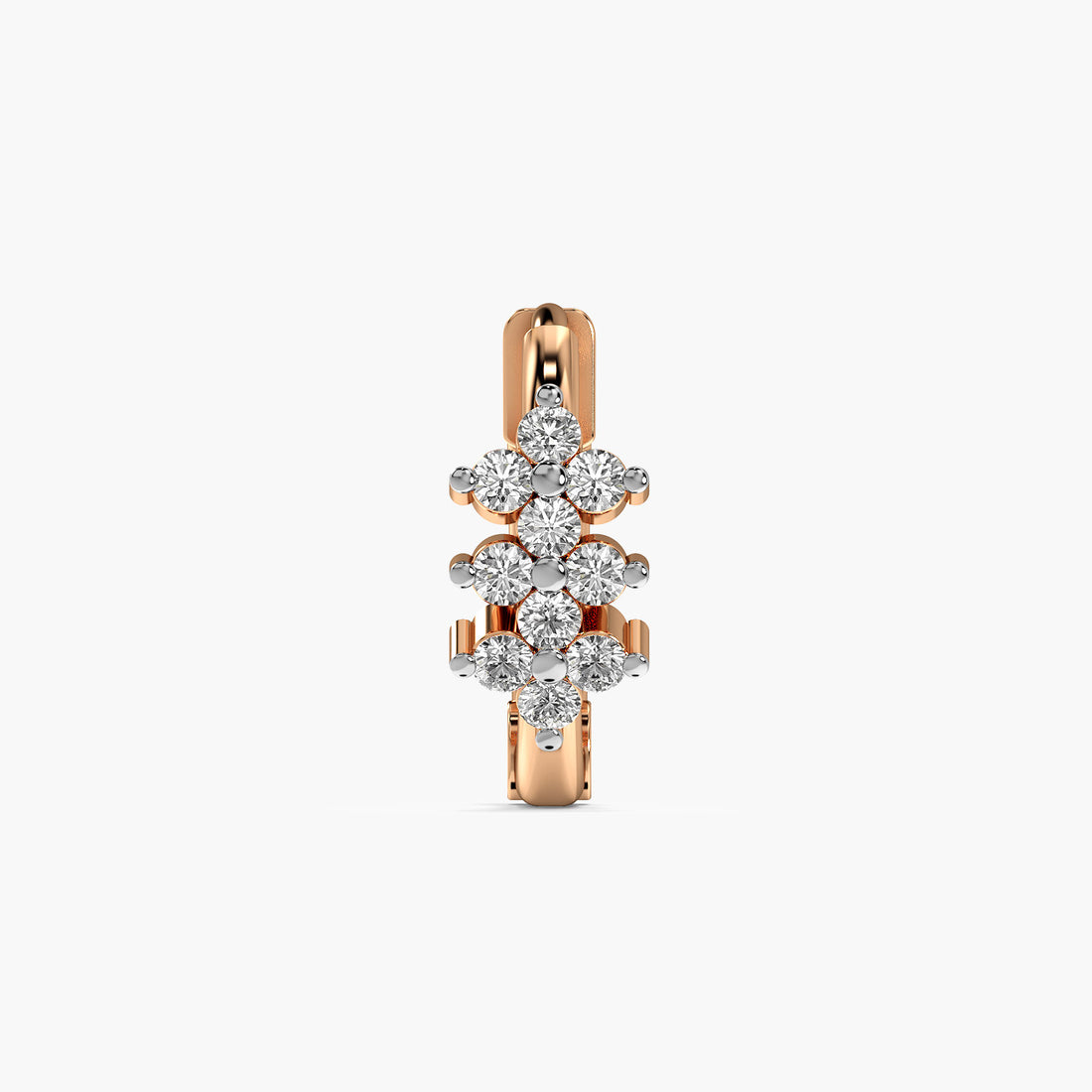 Graceful Bloom Lab-Grown Diamond Nosepin - Front View in Rose Gold - Diamond Nosepin by Moena