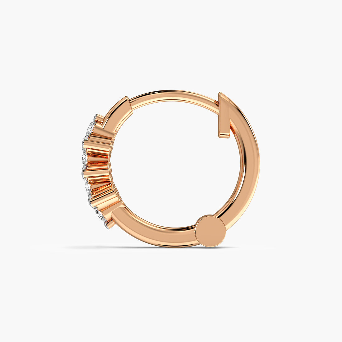Graceful Bloom Lab-Grown Diamond Nosepin - Side View in Rose Gold - Diamond Nosepin by Moena