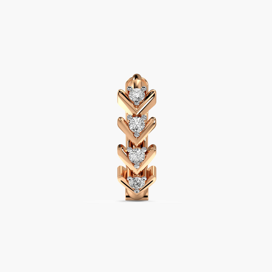 Chevron Lab-Grown Diamond Nosepin - Front View in Rose Gold - Diamond Nosepin by Moena