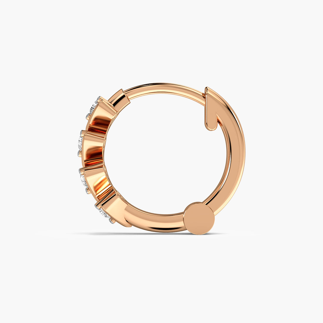 Chevron Lab-Grown Diamond Nosepin - Side View in Rose Gold - Diamond Nosepin by Moena