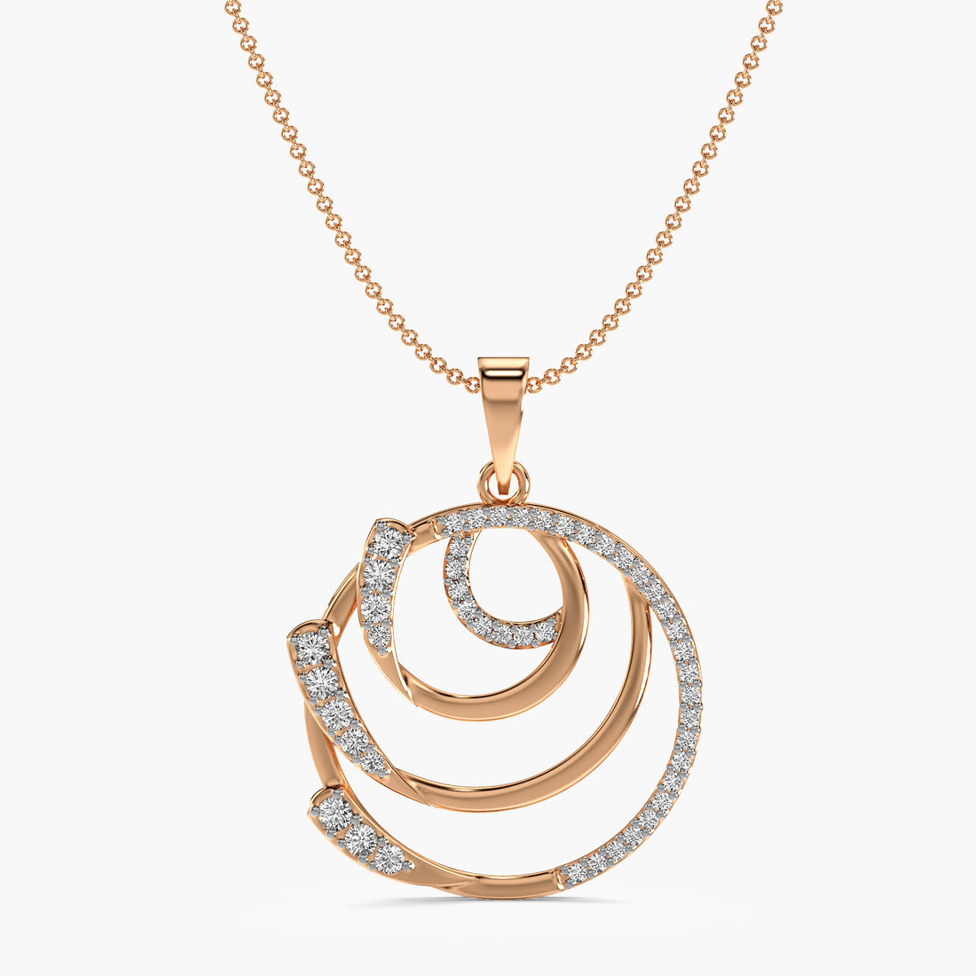 Celestial Orbit Pendant - Front View in Rose Gold - Diamond Pendant by Moena