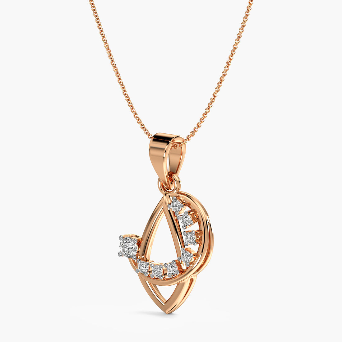 Eclipse Duo Pendant - 3D View in Rose Gold - Diamond Pendant by Moena