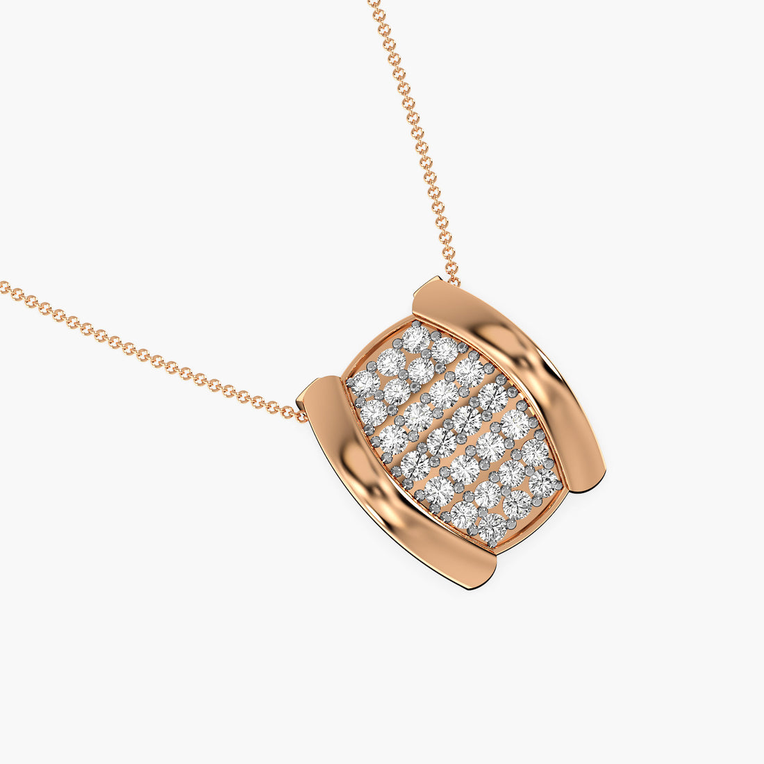 Regal Shield Lab-Grown Diamond Pendant - Top View in Rose Gold - Diamond Pendant by Moena