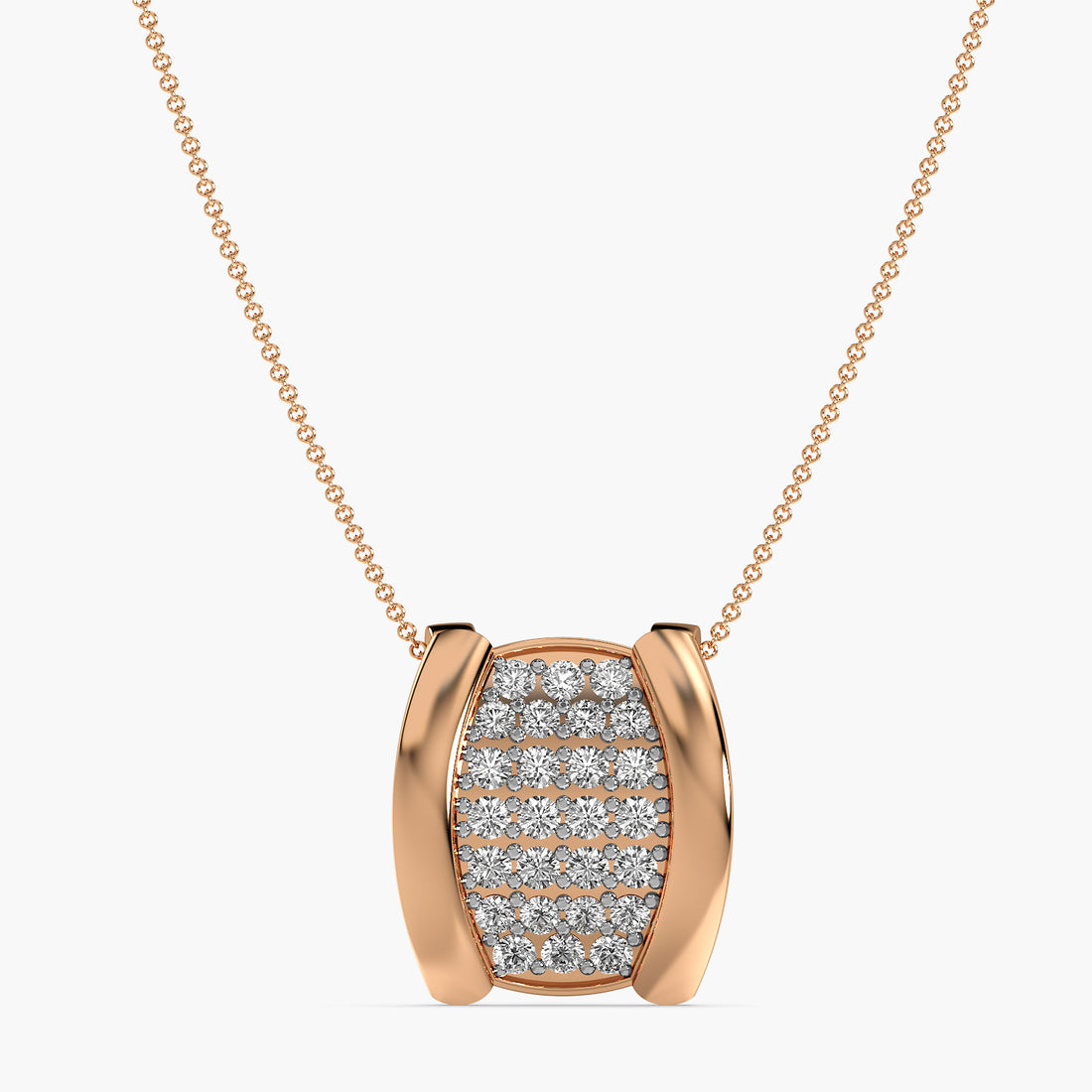 Regal Shield Lab-Grown Diamond Pendant - Front View in Rose Gold - Diamond Pendant by Moena