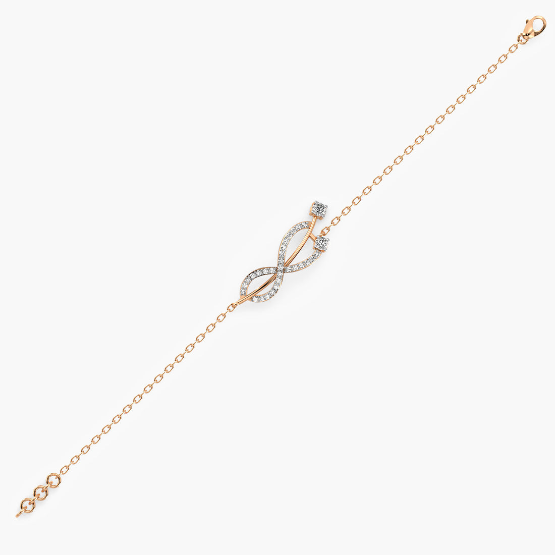 Infinity Sparkle Bracelet - Side View in Rose Gold - Diamond Bracelet by Moena