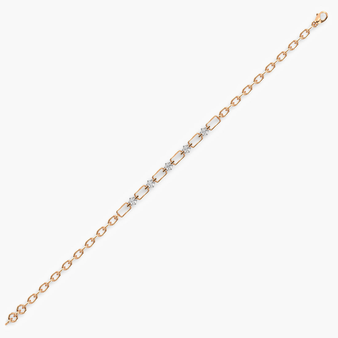 Linked Diamond Bracelet - Side View in Rose Gold - Diamond Bracelet by Moena
